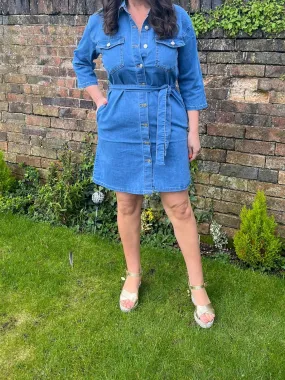 GIGI G-Smack Belted Denim Shirt Dress