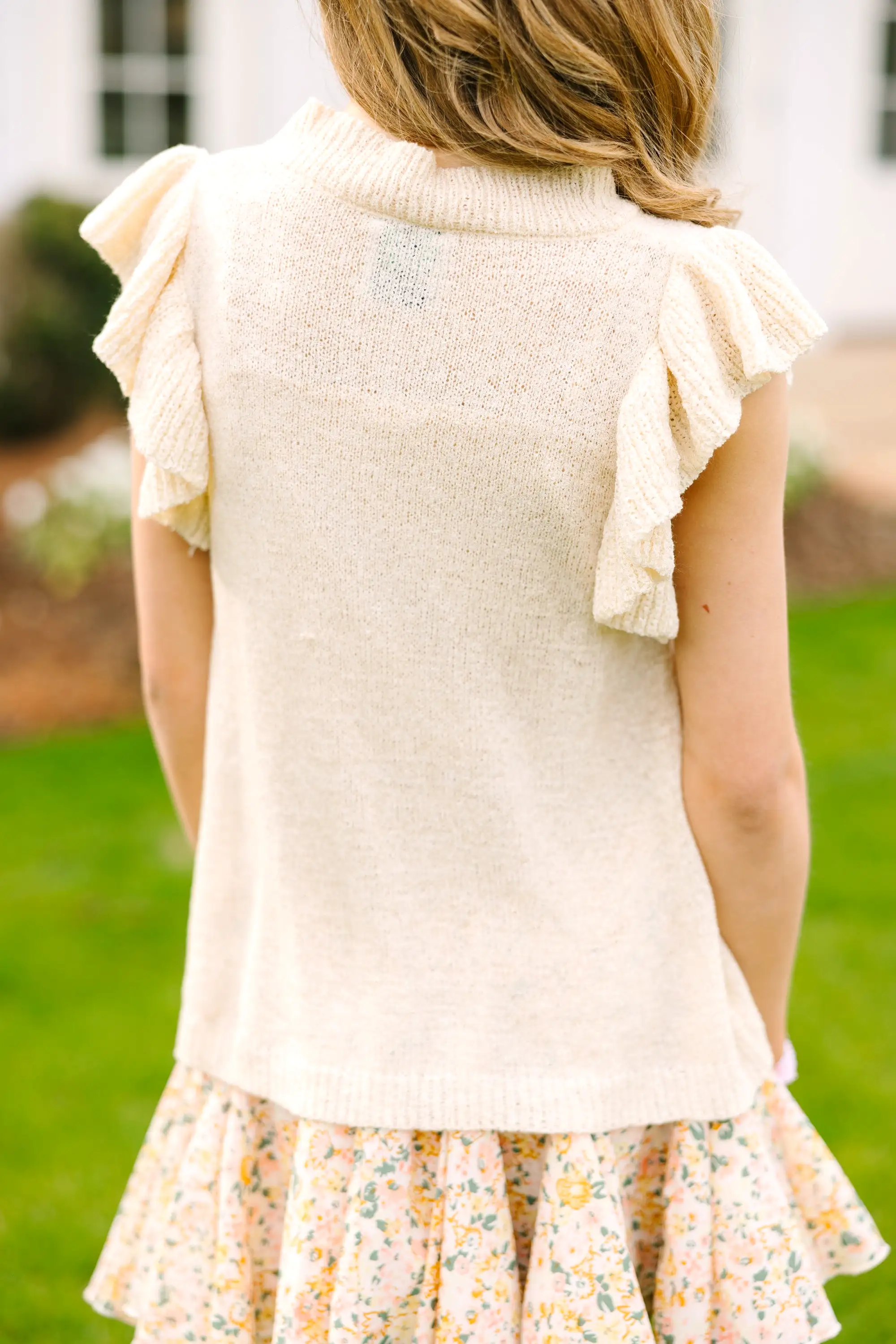 Girls: Certain Joy Cream White Knit Top