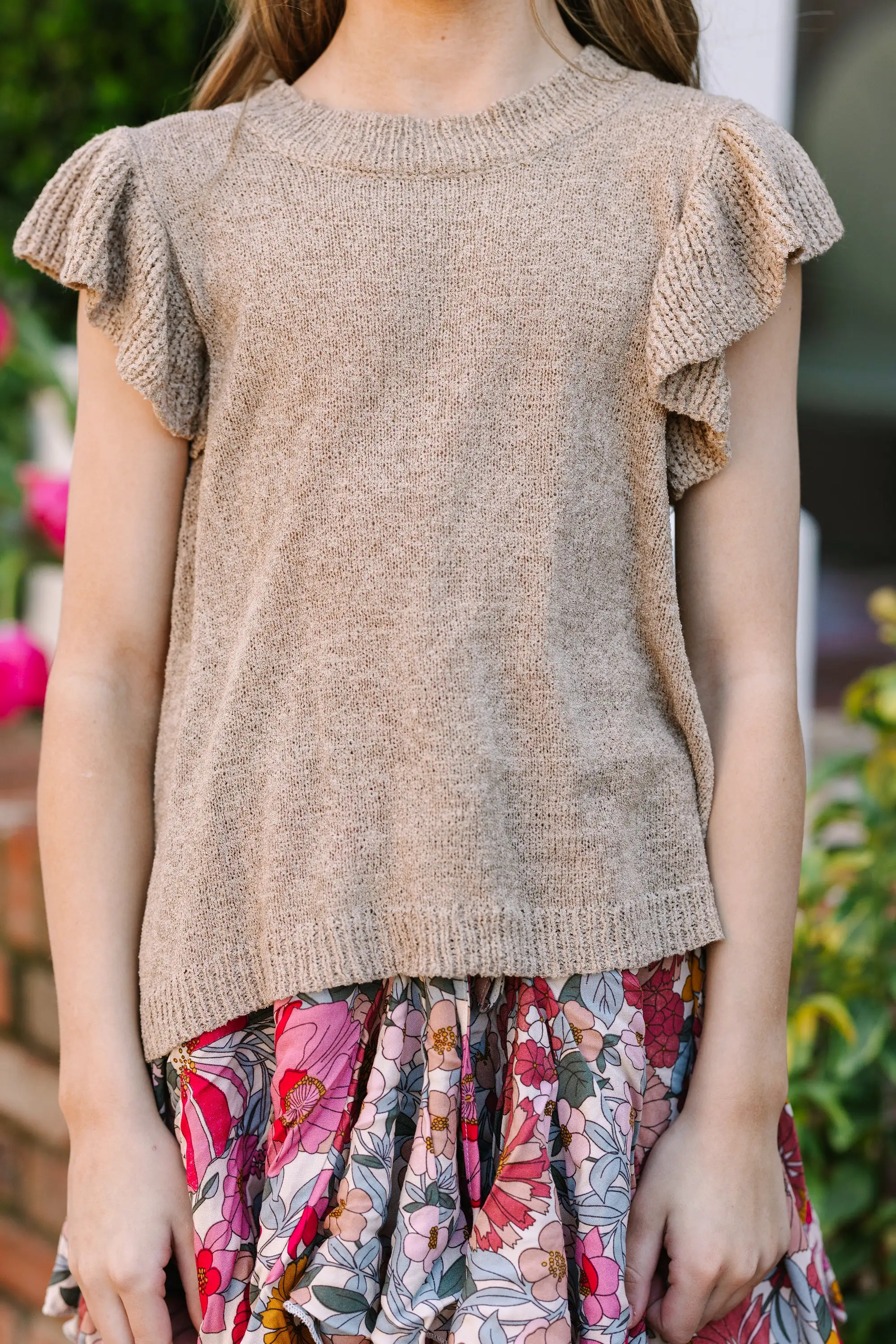 Girls: Certain Joy Taupe Brown Knit Top