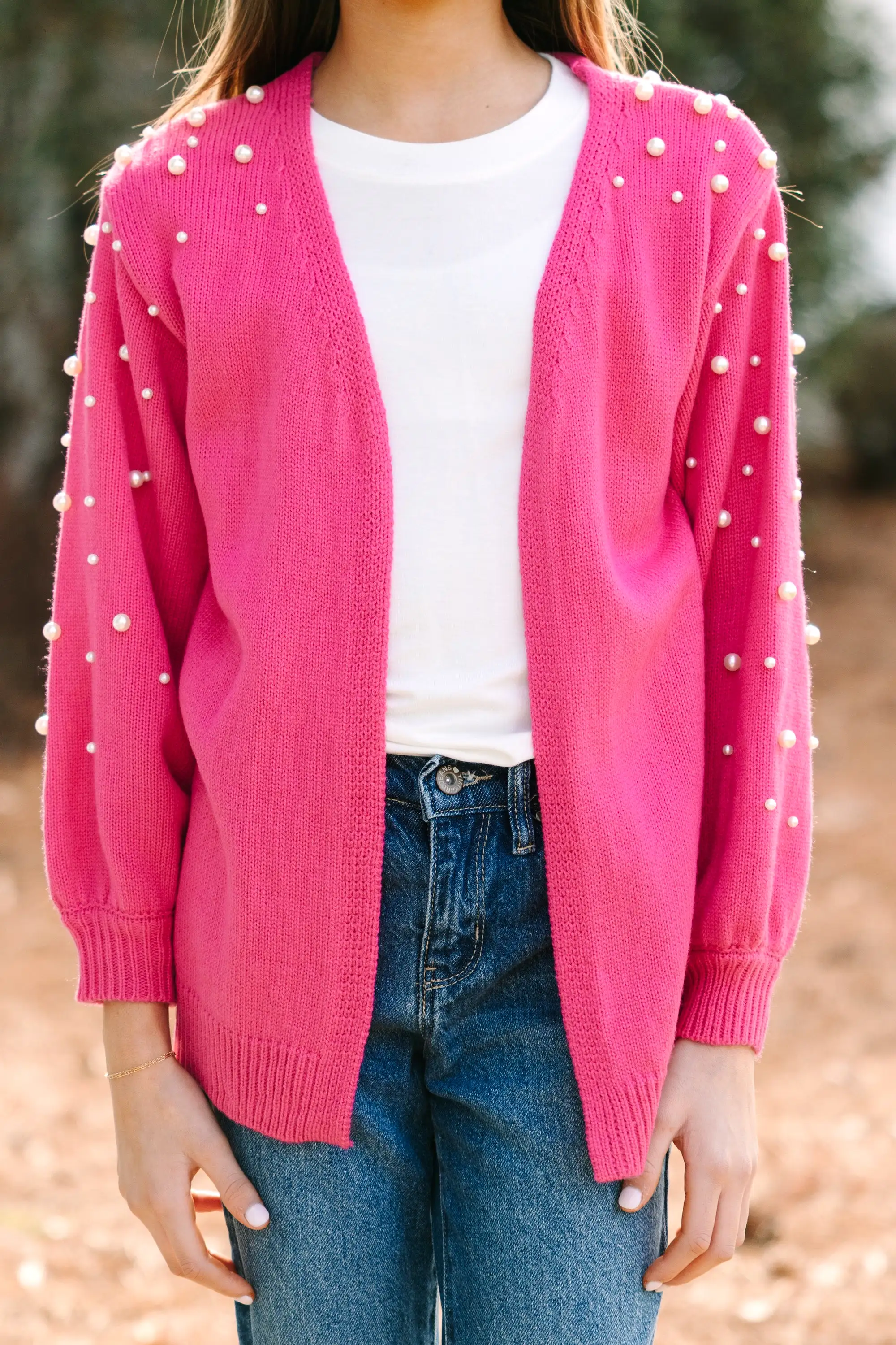 Girls: Get Going Fuchsia Pink Embellished Cardigan