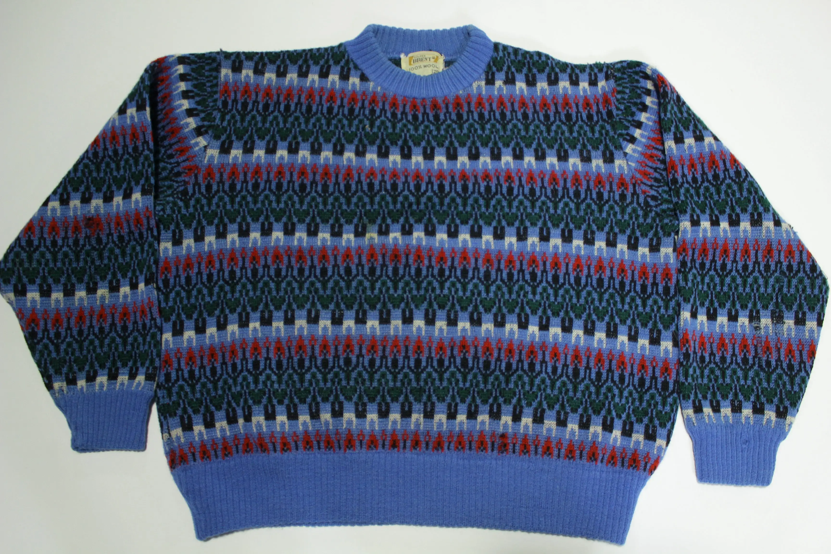 Golden Brent Vintage 1960's 100% Wool Ski Pattern Fireplace Sweater