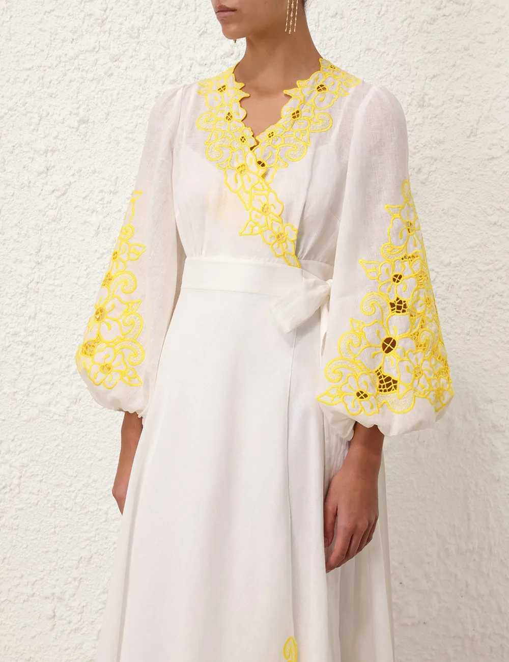 Golden Embroidered Midi Dress