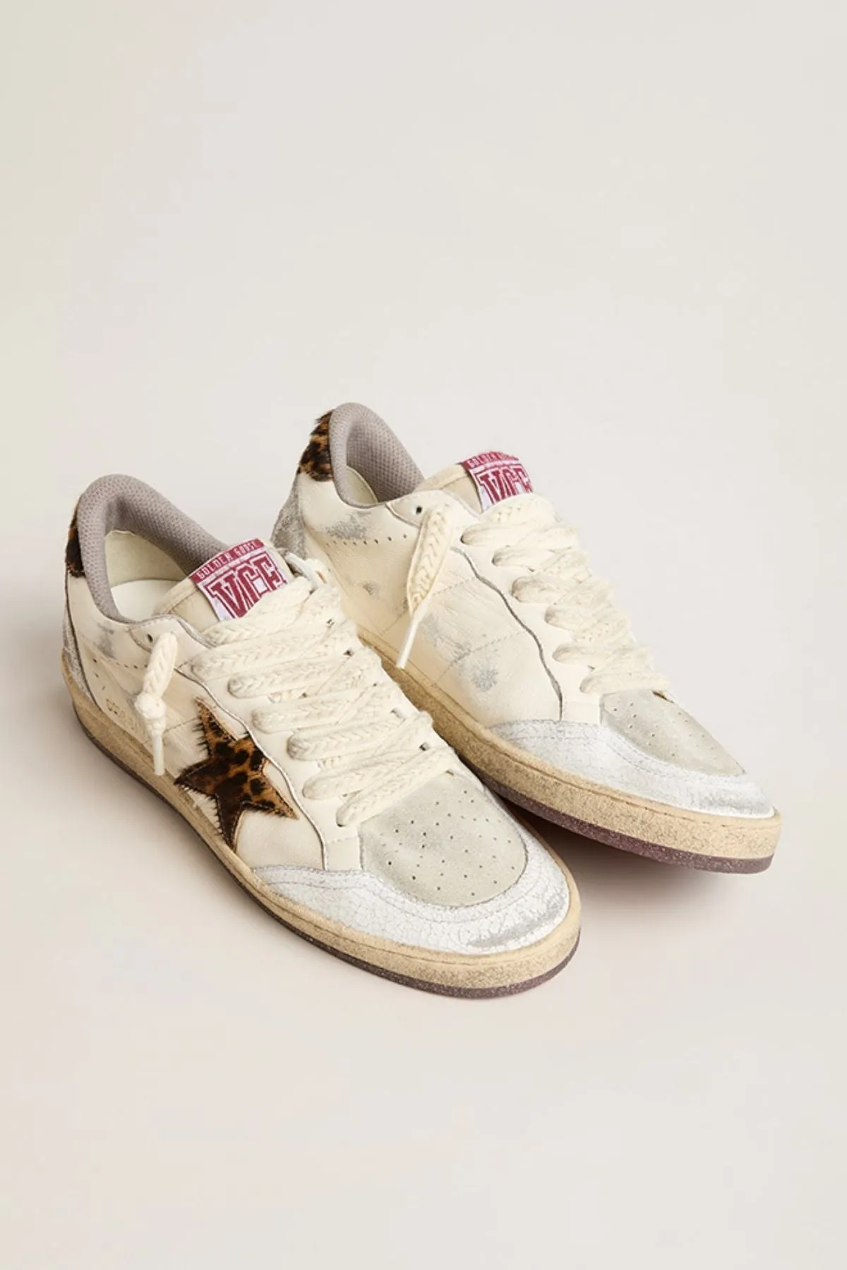 Golden Goose Ball Star Sneaker - White/ Beige/ Beige Brown Leo