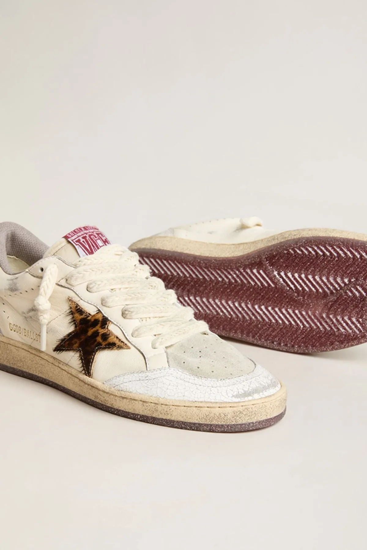 Golden Goose Ball Star Sneaker - White/ Beige/ Beige Brown Leo