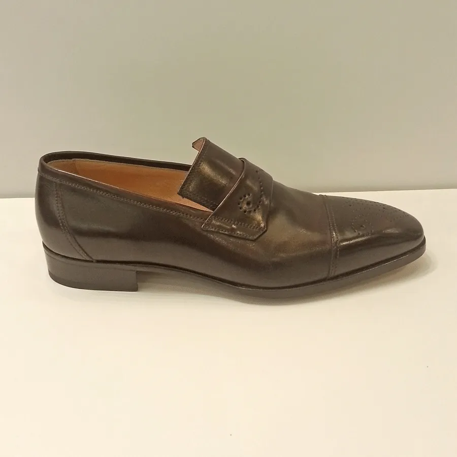 Gravati Calfskin Cap Toe Slip On Shoes in Brown