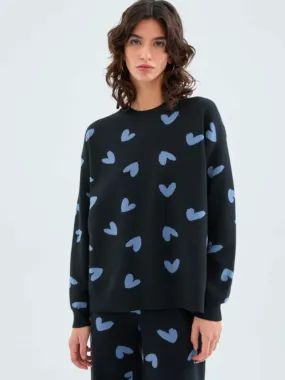 Heart print sweater