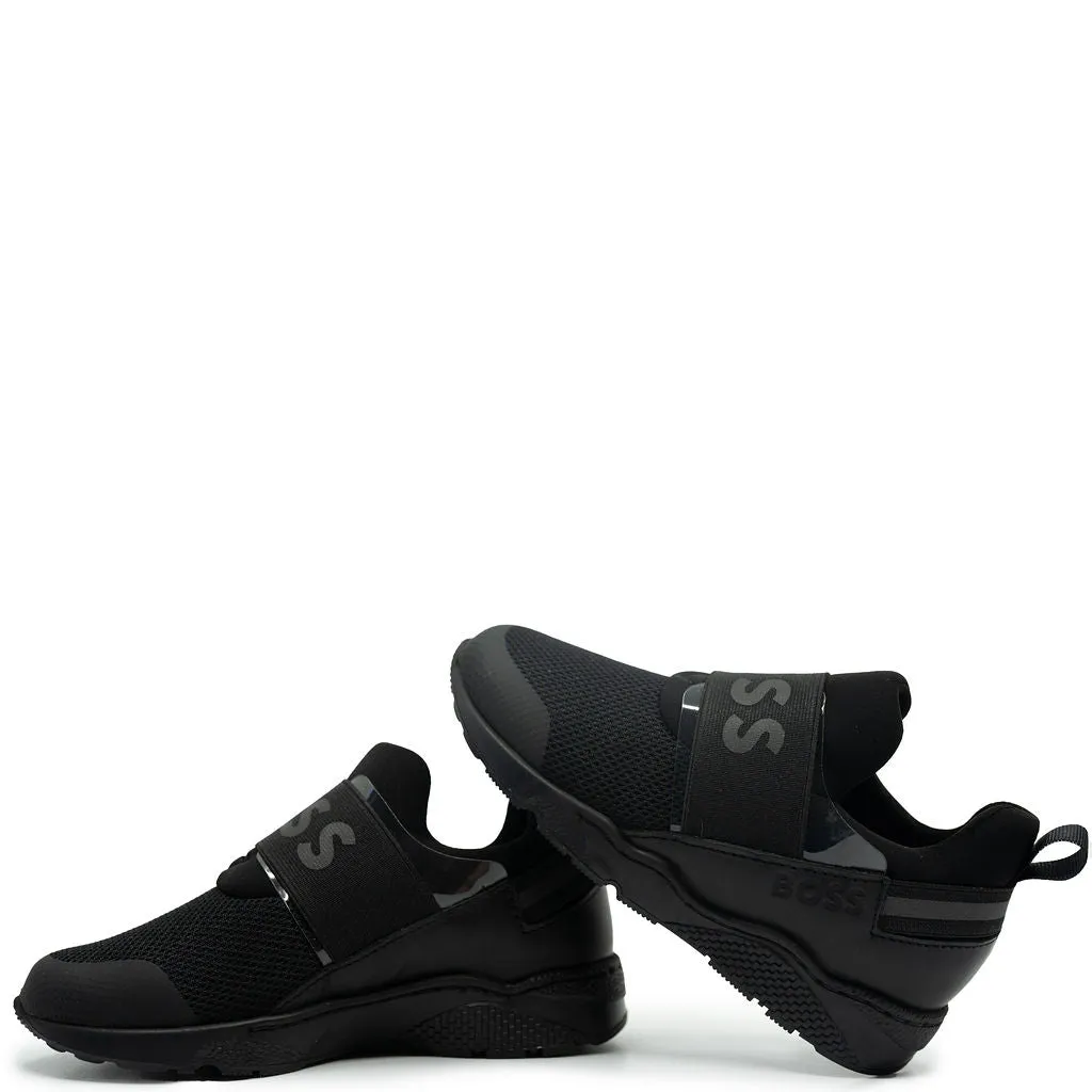 Hugo Boss Solid Black Elastic Sneaker