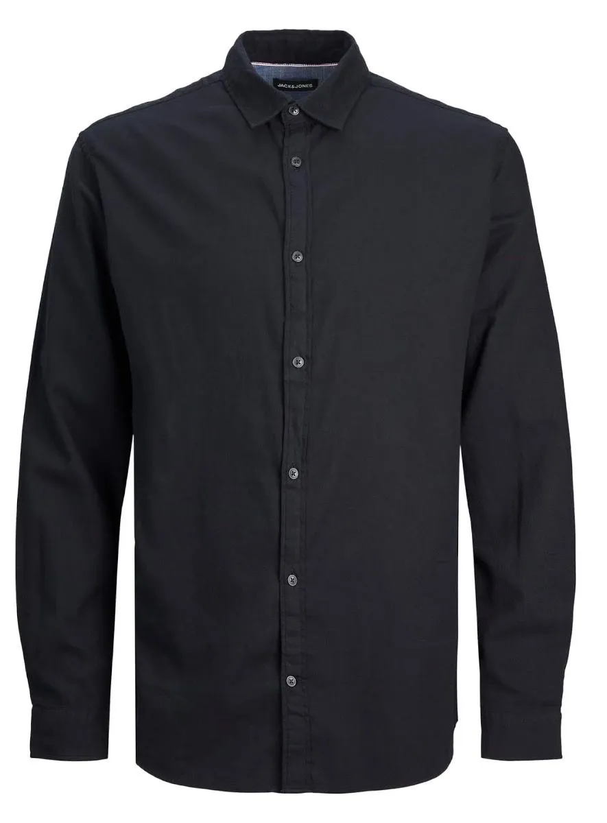 Jack & Jones Gingham Plain Long Sleeve Shirt Black