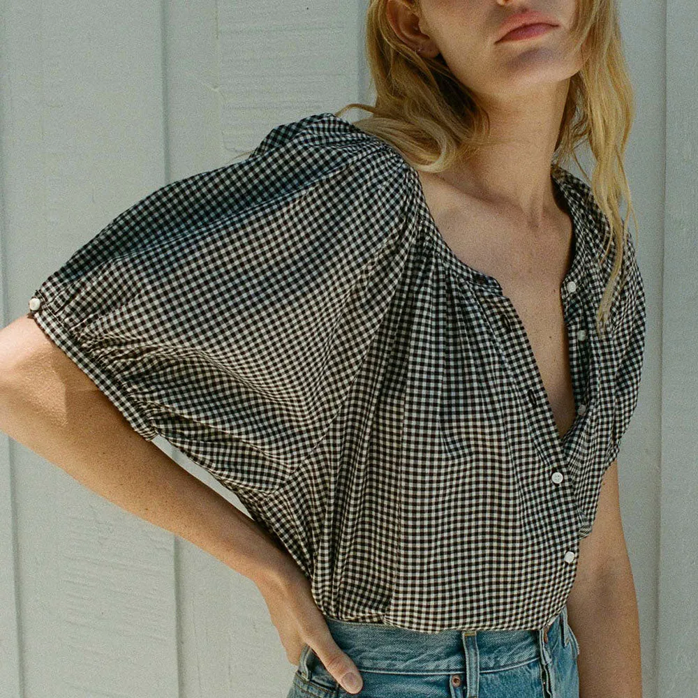 June Top in La Maddalena Gingham