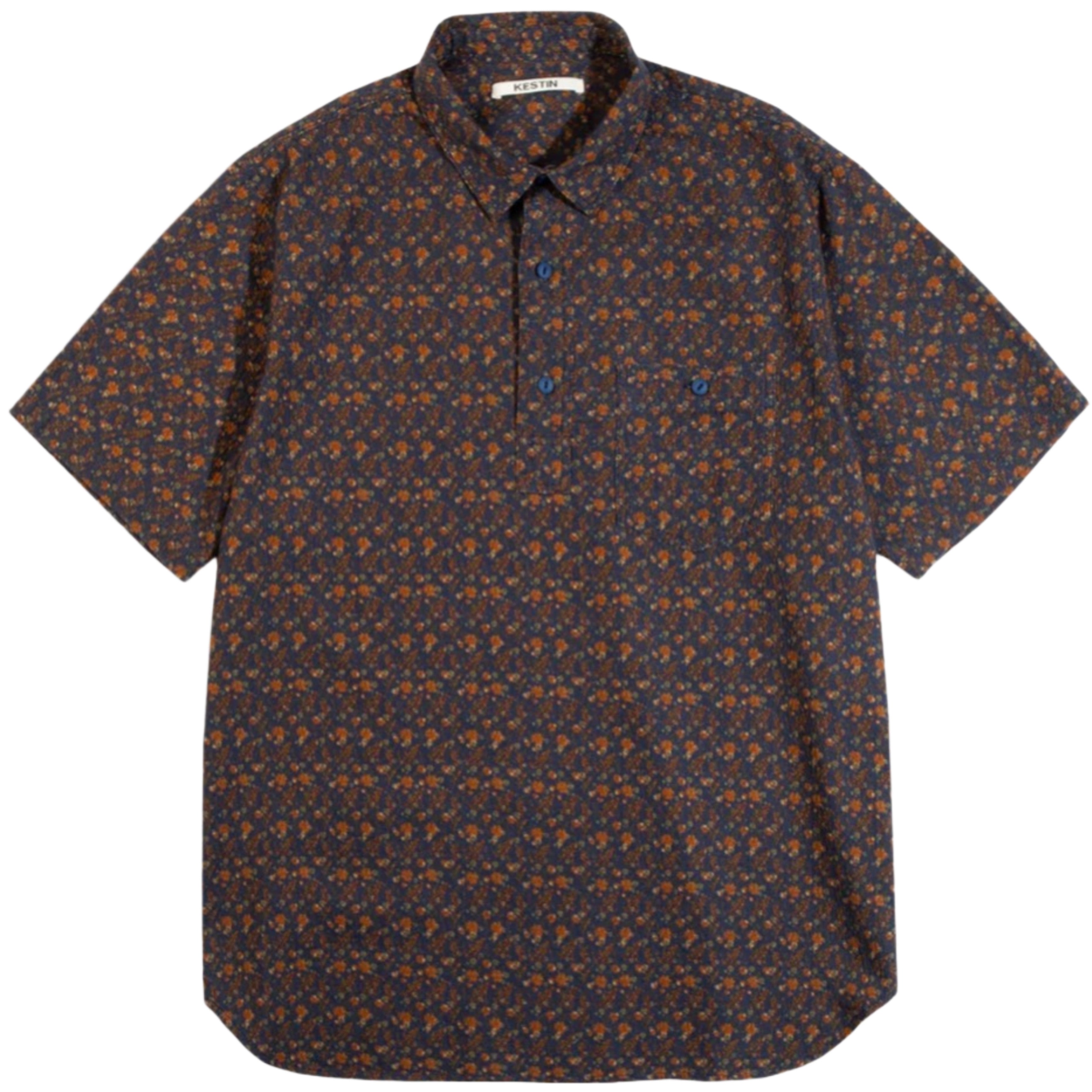 KESTIN Granton Short Sleeve Shirt in Navy Thistle Print