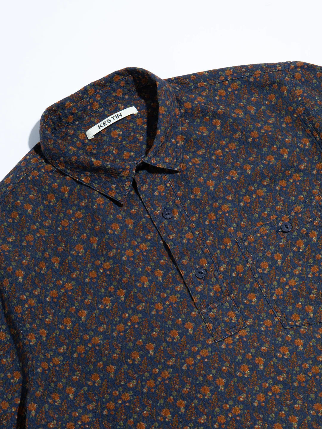 KESTIN Granton Short Sleeve Shirt in Navy Thistle Print