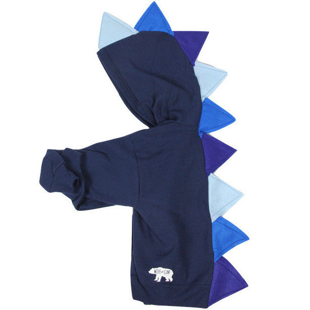 Kids Navy Blue Ombre Dino Hoodie - Navy Blue Ombre-saurus