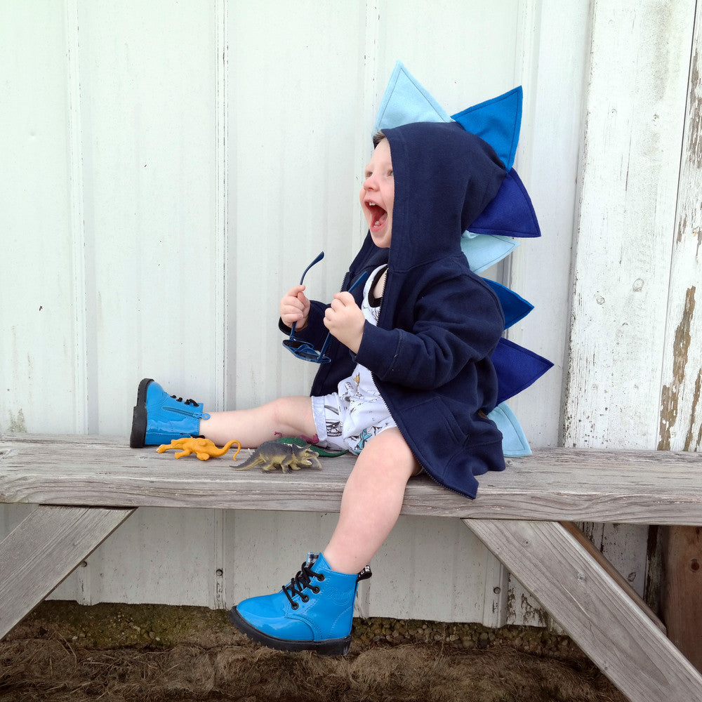 Kids Navy Blue Ombre Dino Hoodie - Navy Blue Ombre-saurus