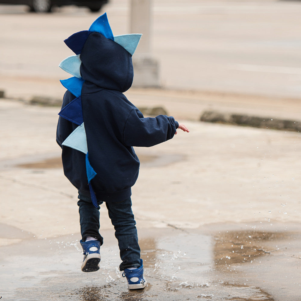 Kids Navy Blue Ombre Dino Hoodie - Navy Blue Ombre-saurus