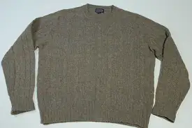 Lands End British Hong Kong Shetland Wool Vintage 80's Oatmeal Cabled Knit Sweater