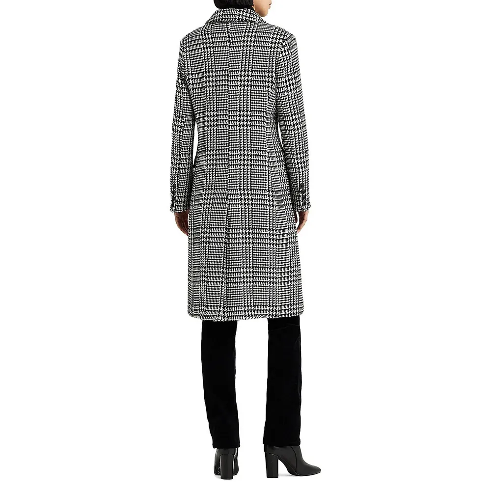 Lauren Ralph Lauren Double-Breasted Glen Check Peacoat