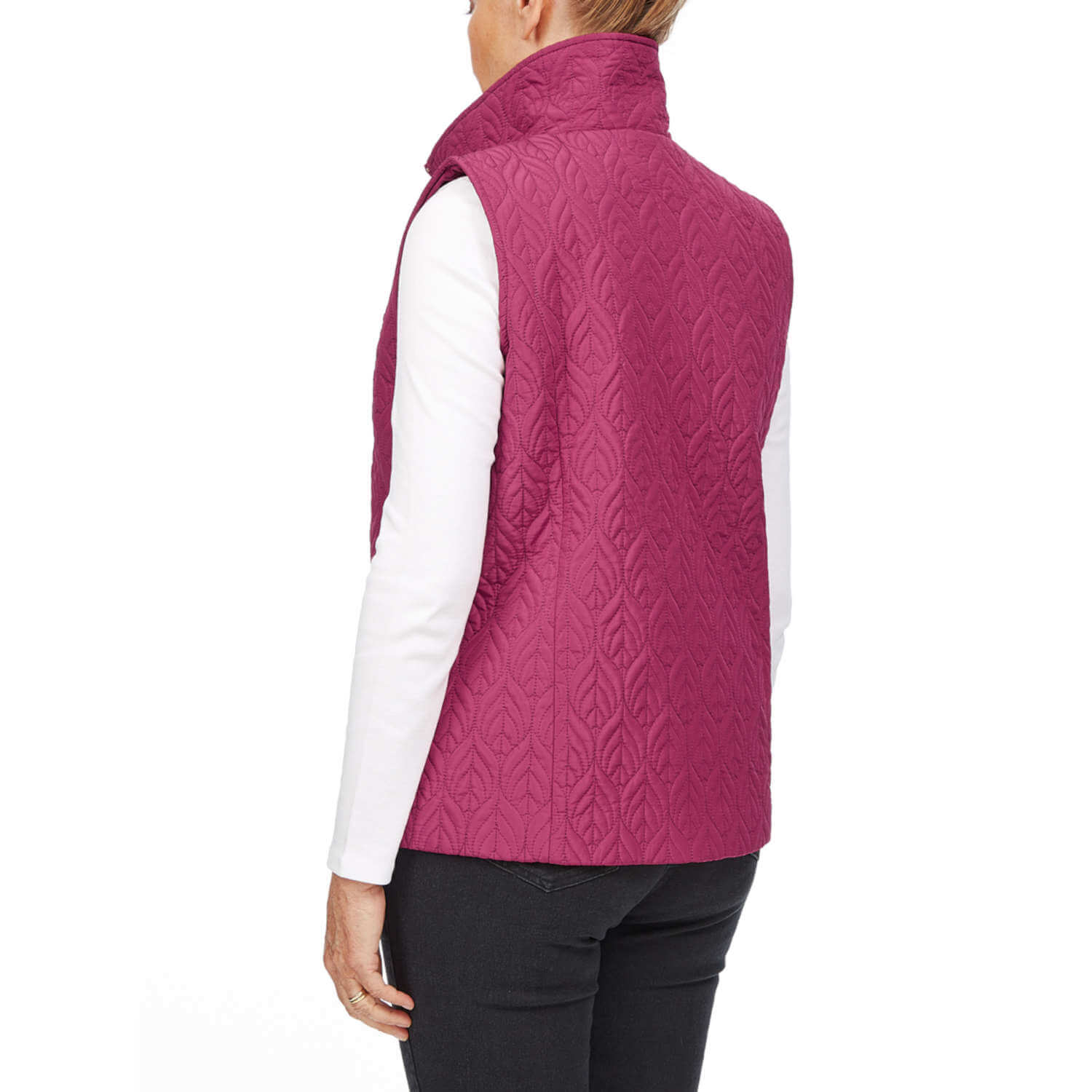 Leaf Print Gilet - Berry