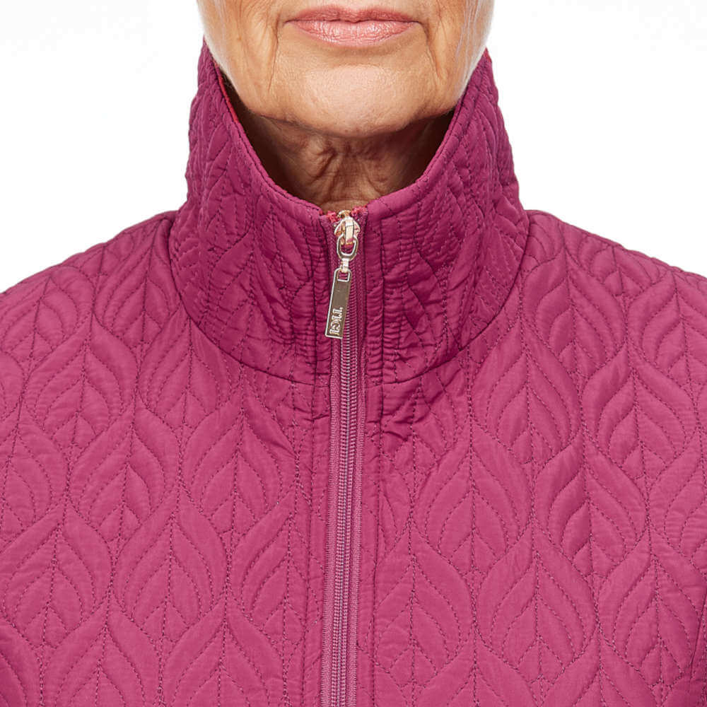 Leaf Print Gilet - Berry