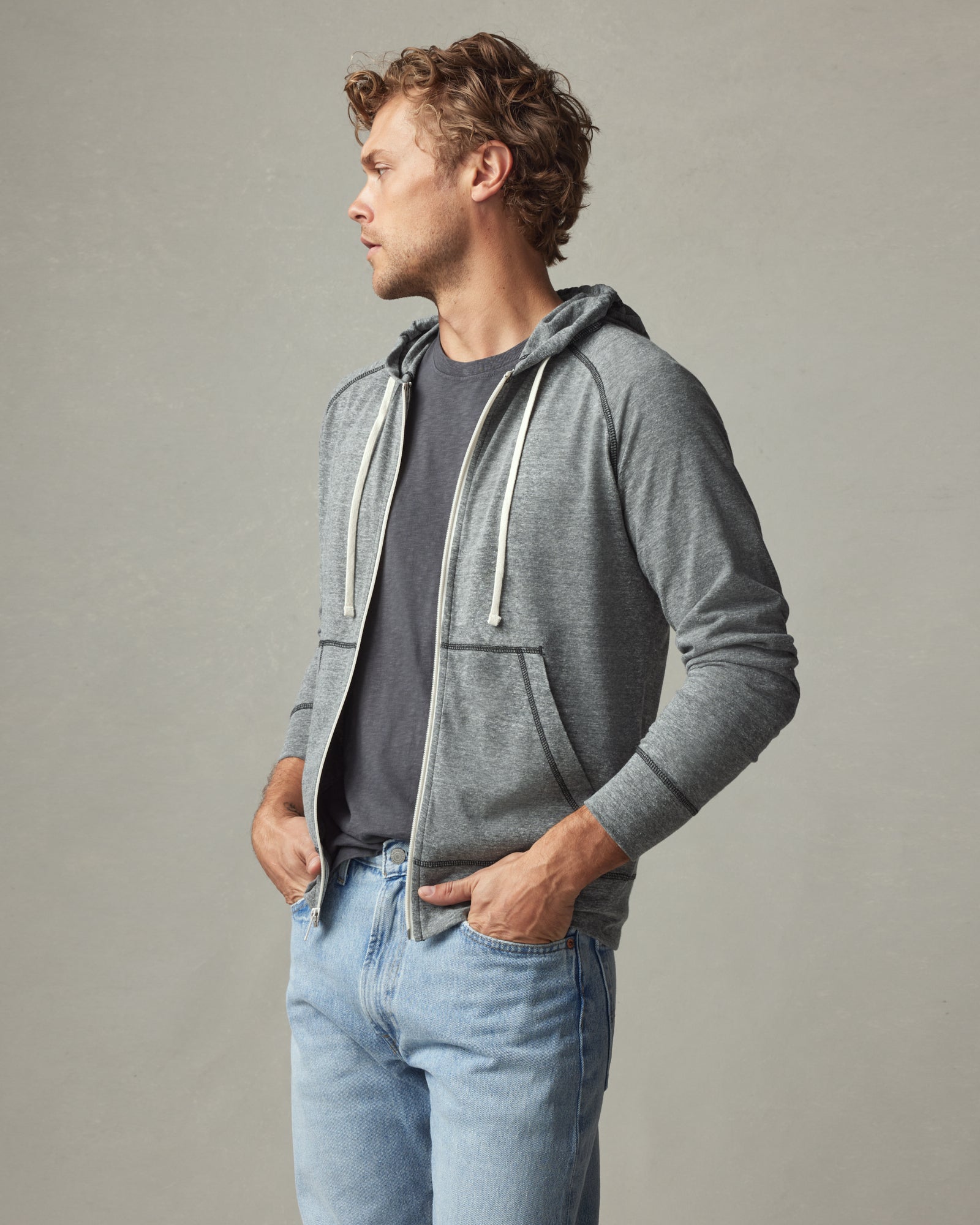 Lightweight Full Zip - Black Heather