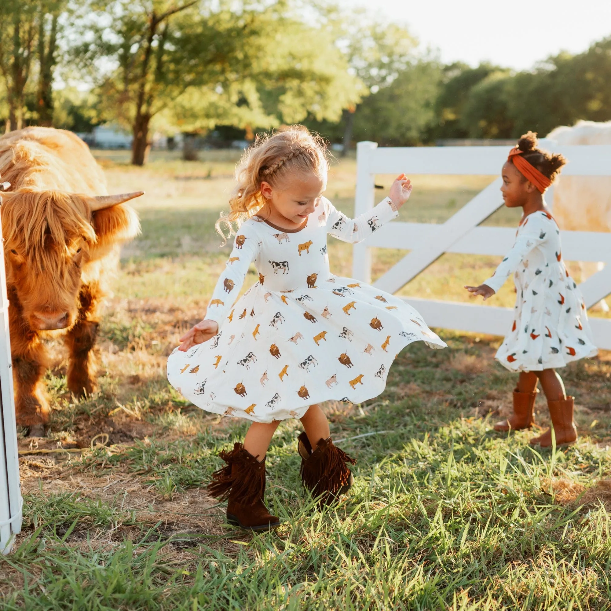 Long Sleeve Twirl Dress in Moo