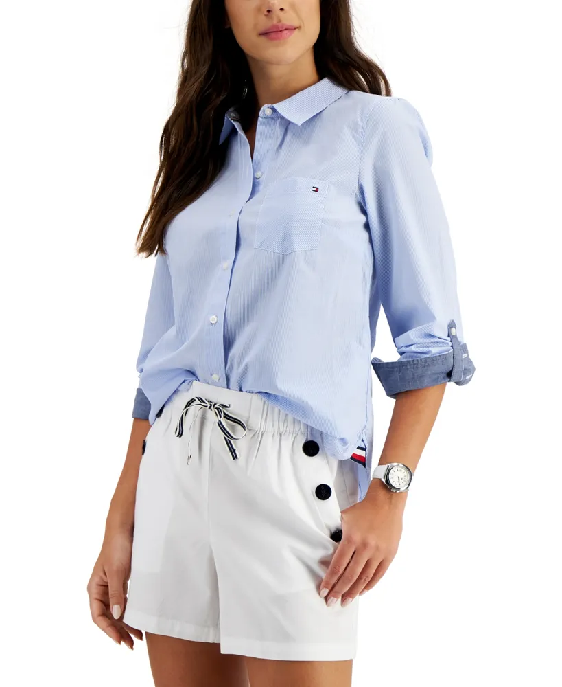 Macy's Tommy Hilfiger Women's Cotton Pinstripe Button-Down Shirt