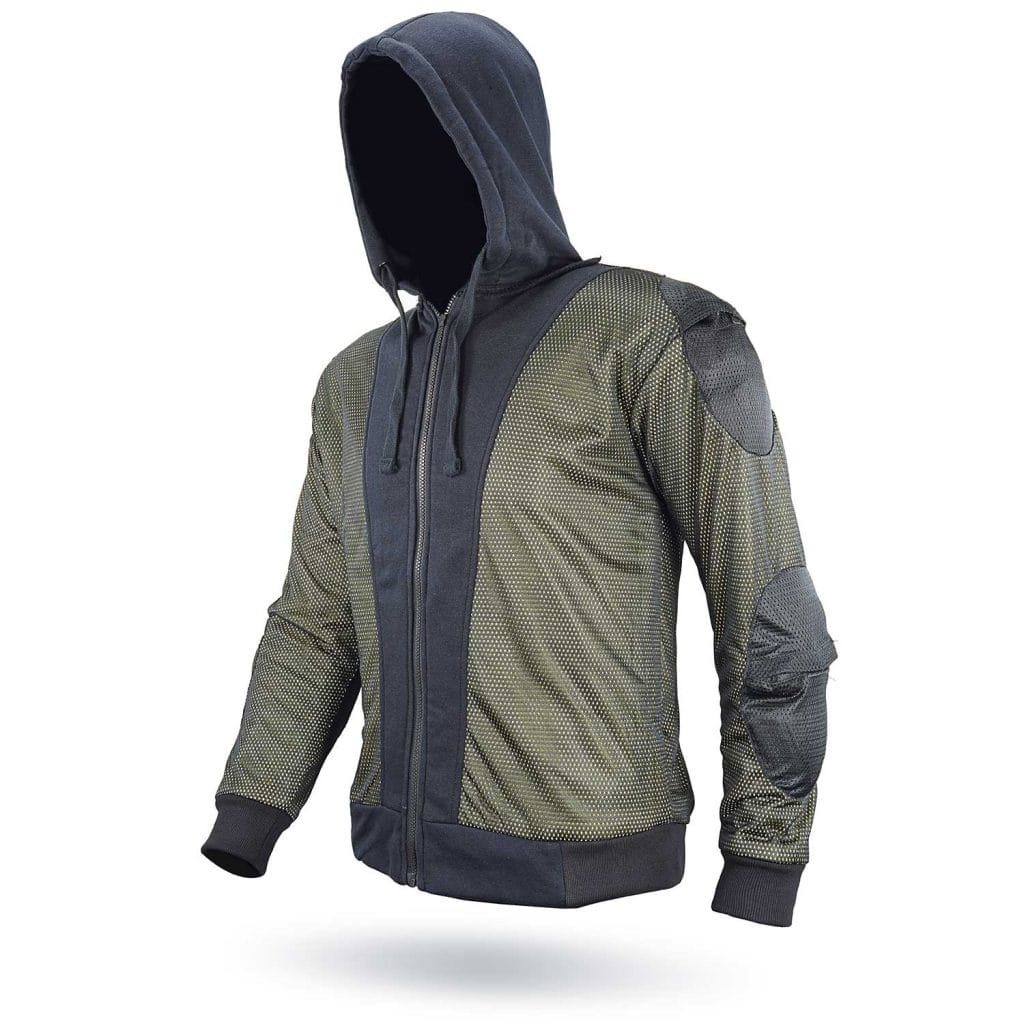 MEN MOTORCYCLE FLEECE HOODIES REINFORCED WITH KEVLAR