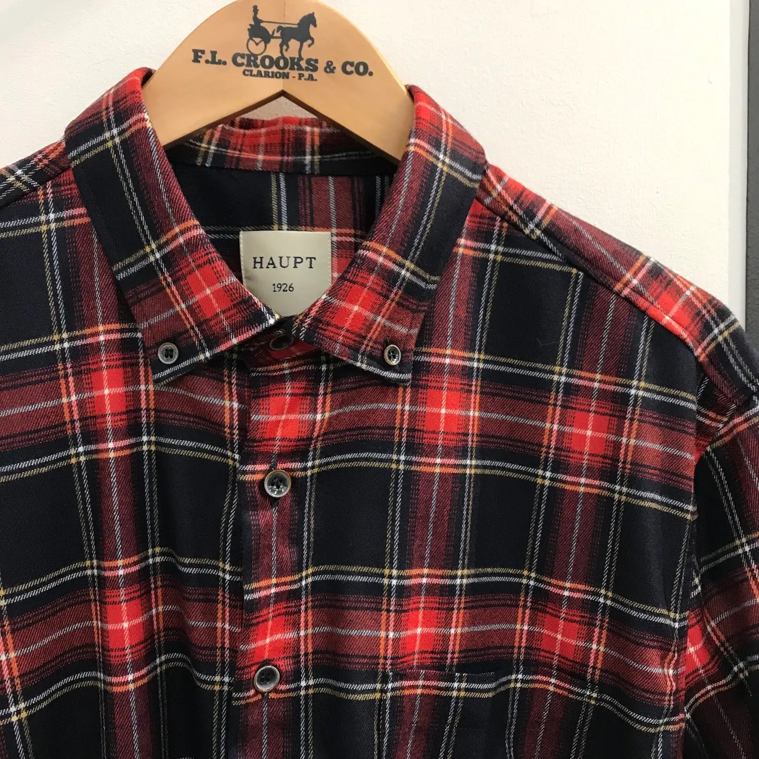 Men's Haupt | 1926 Soft Brushed Feel Button Down Shirt | Red Plaid