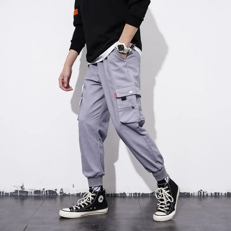 Men's Safari Style Polyester Elastic Waist Casual Military Cargo Pants