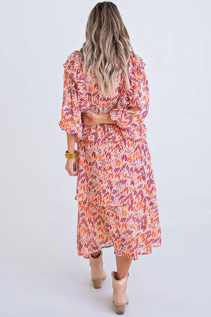 Multi Abstract Midi Dress