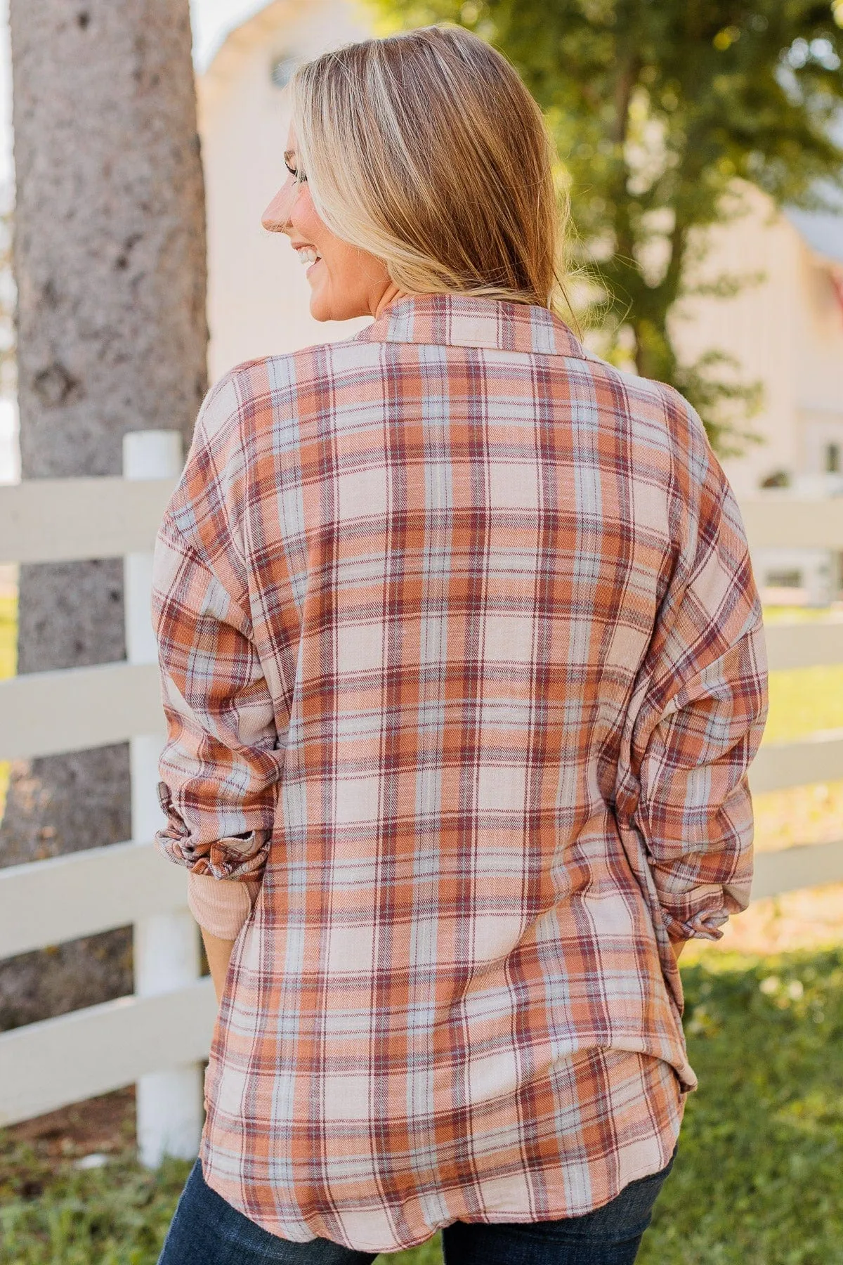 My Next Big Adventure Flannel Button-Up Top- Clay