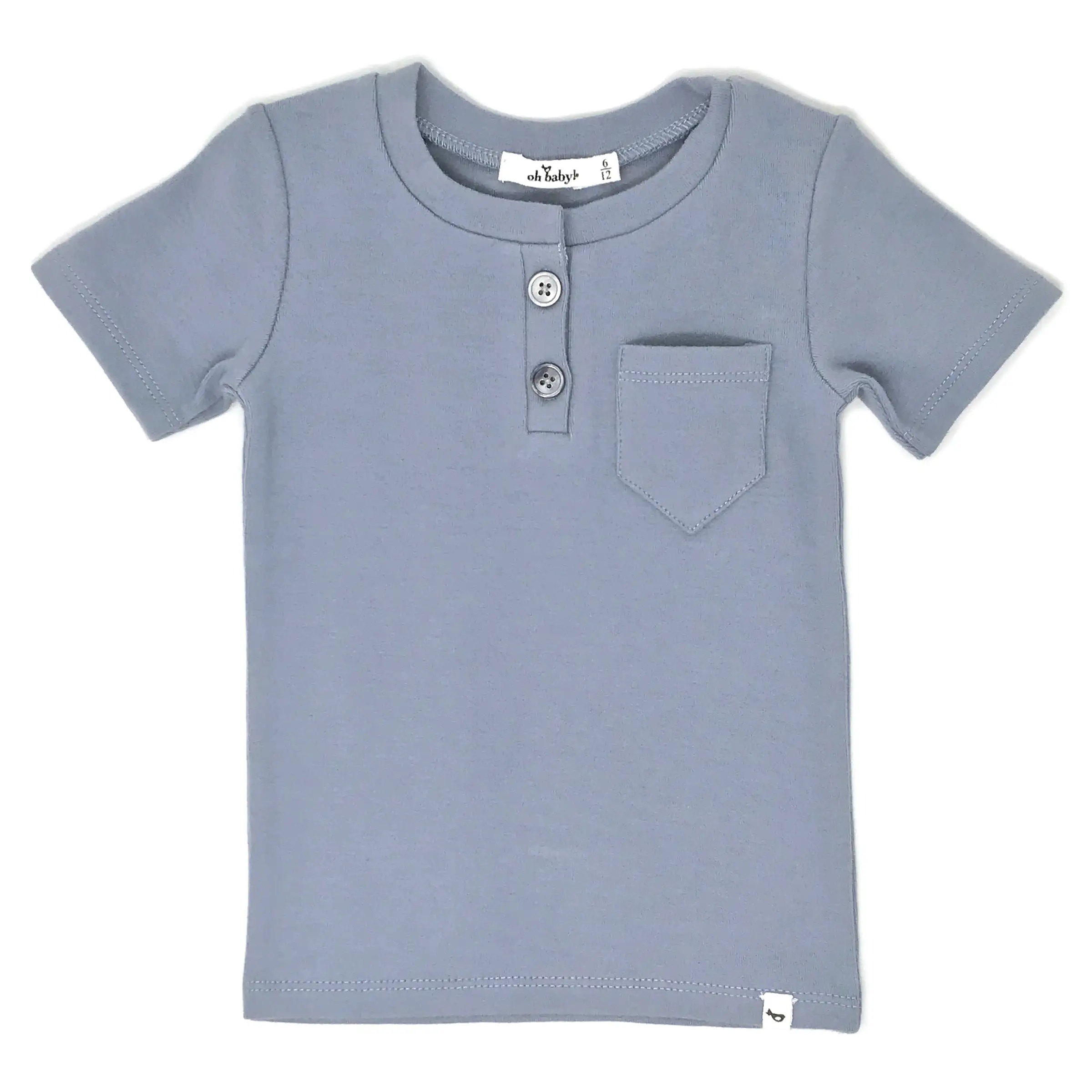 oh baby! Pocket Henley Short Sleeve Shirt - Fog