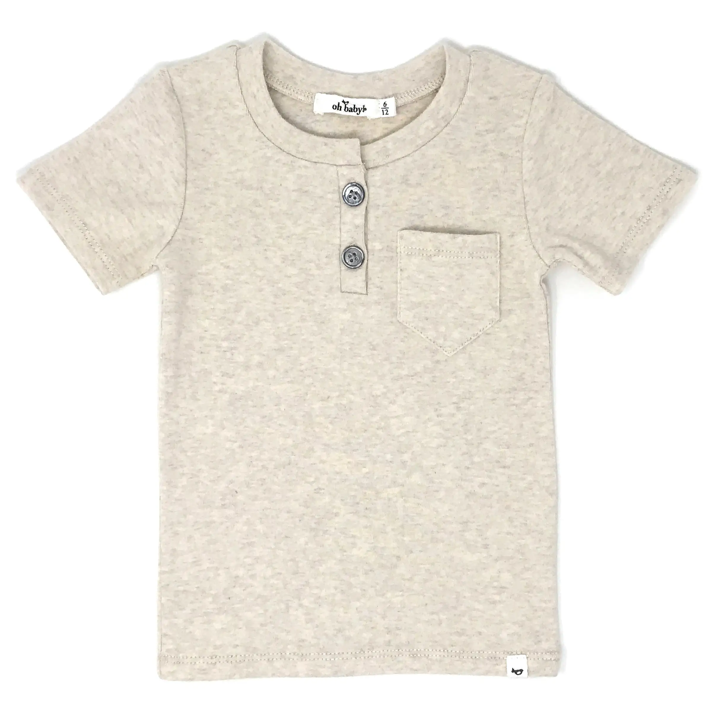 oh baby! Pocket Henley Short Sleeve Shirt - Sand