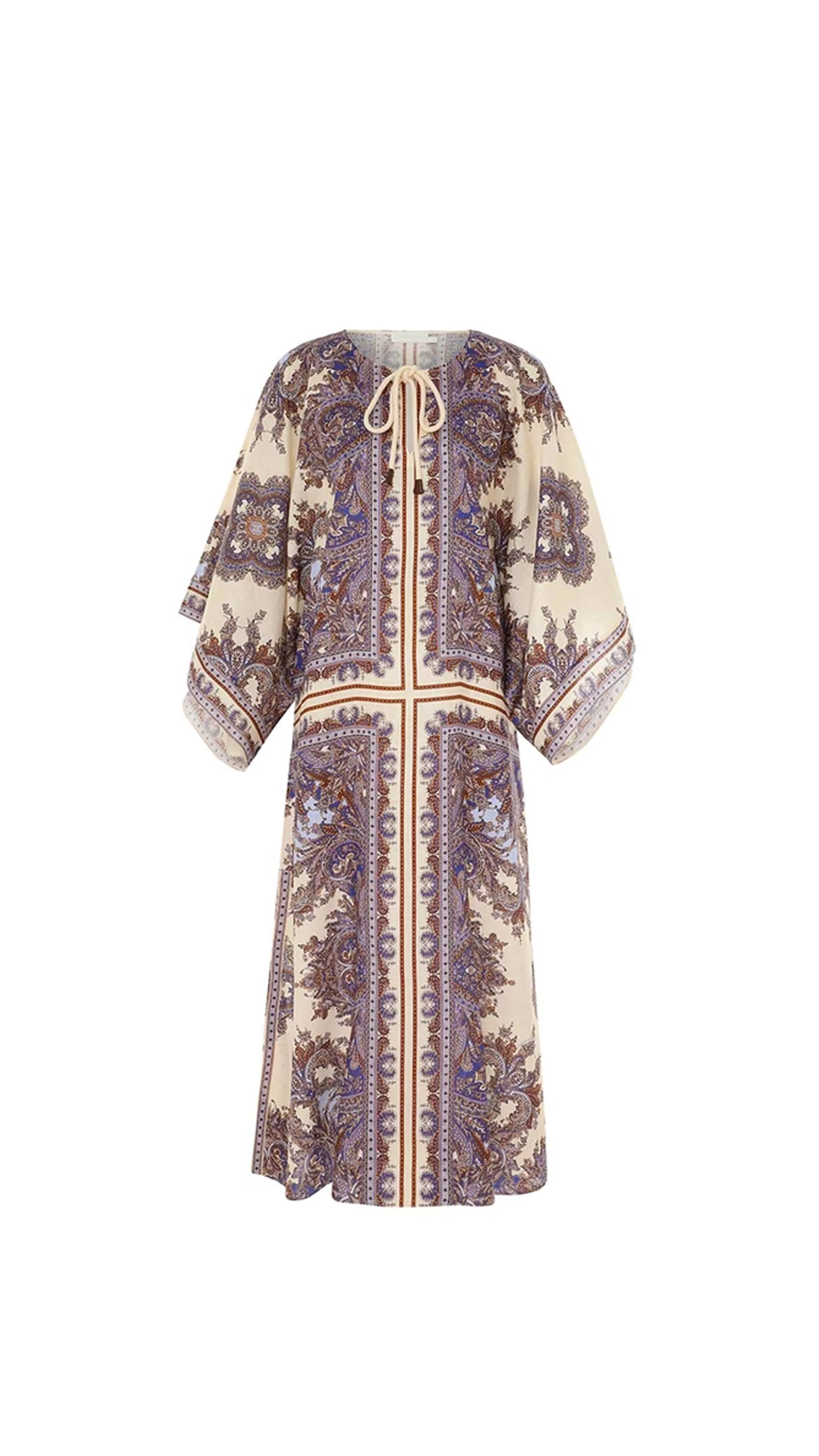 Ottie Kaftan Midi Dress - Purple/Paisley