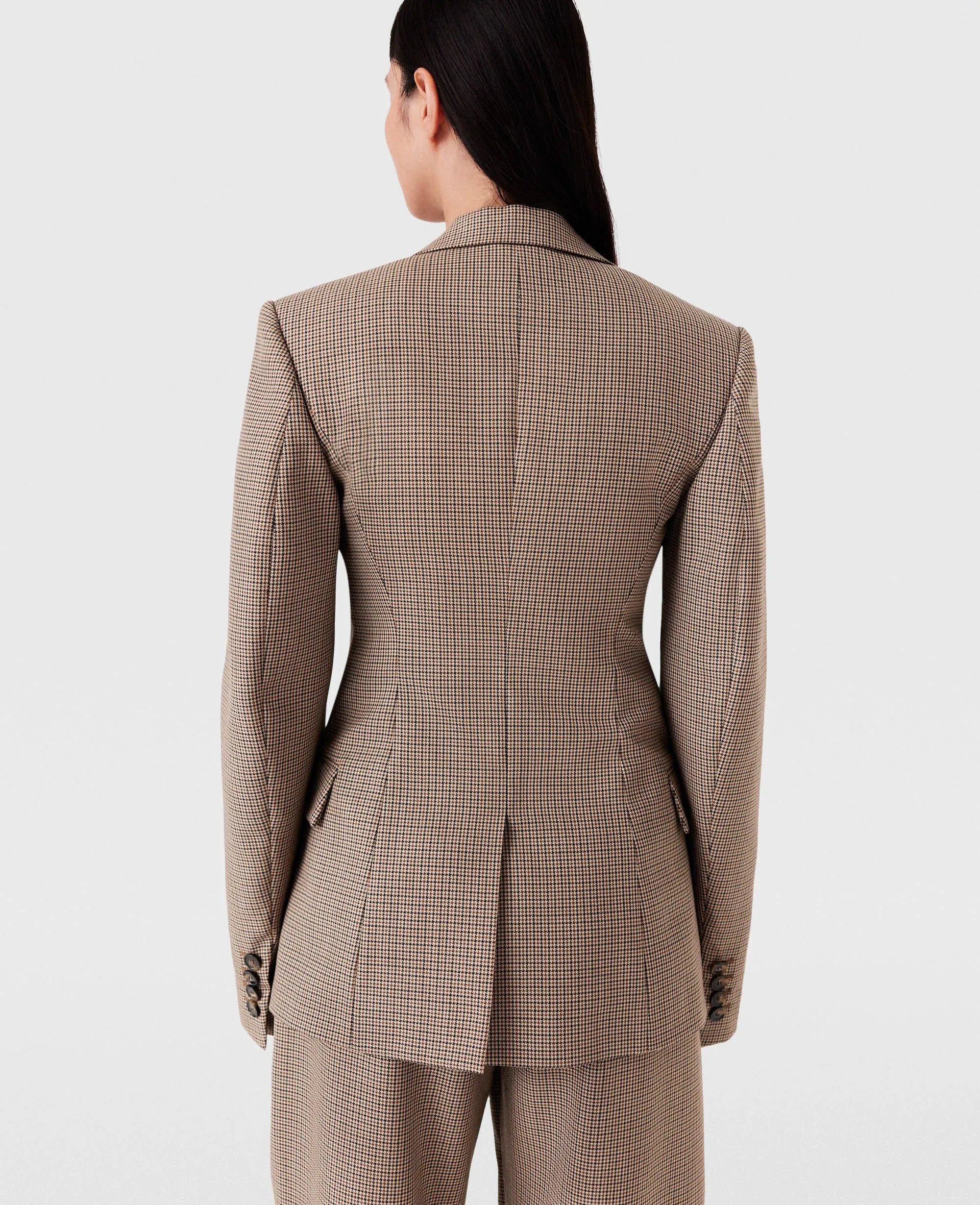 Oversized Houndstooth Single-Breasted Blazer