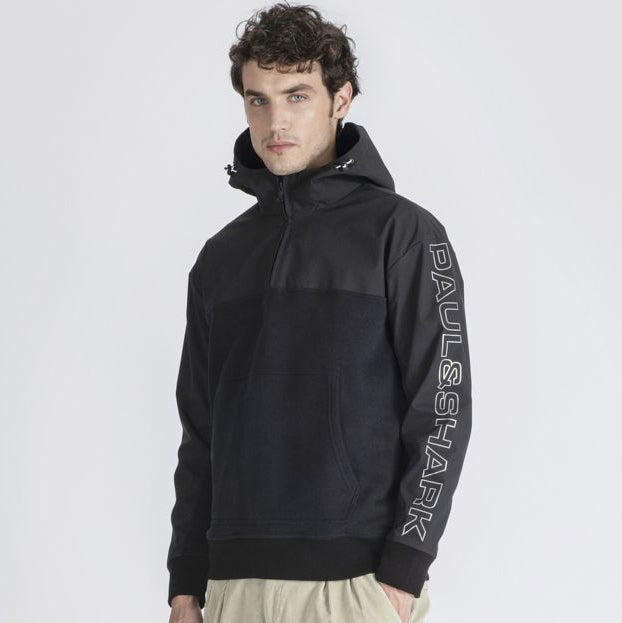 Paul & Shark - Typhoon Reflex Logo 1/4 Zip Hoodie in Black