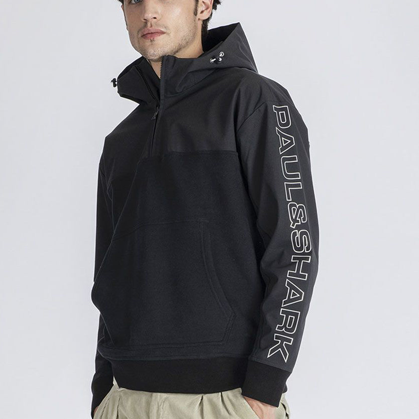 Paul & Shark - Typhoon Reflex Logo 1/4 Zip Hoodie in Black