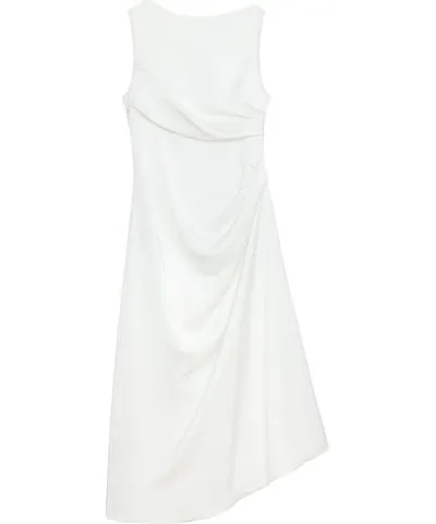 Peploum Women's Amor Draped Sateen Dress In Pearl White