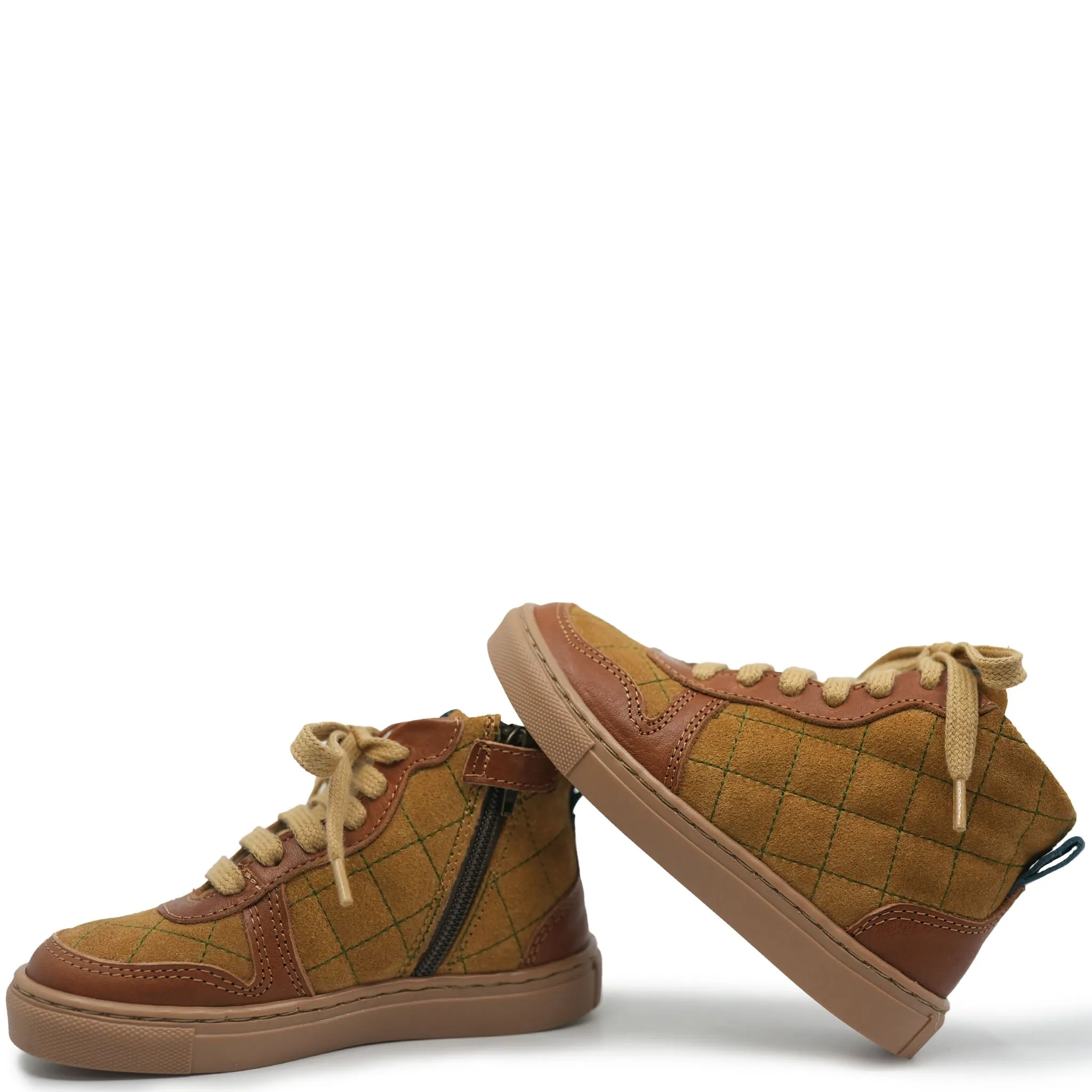 Petit Nord Cognac Quilted Hi Top Sneaker