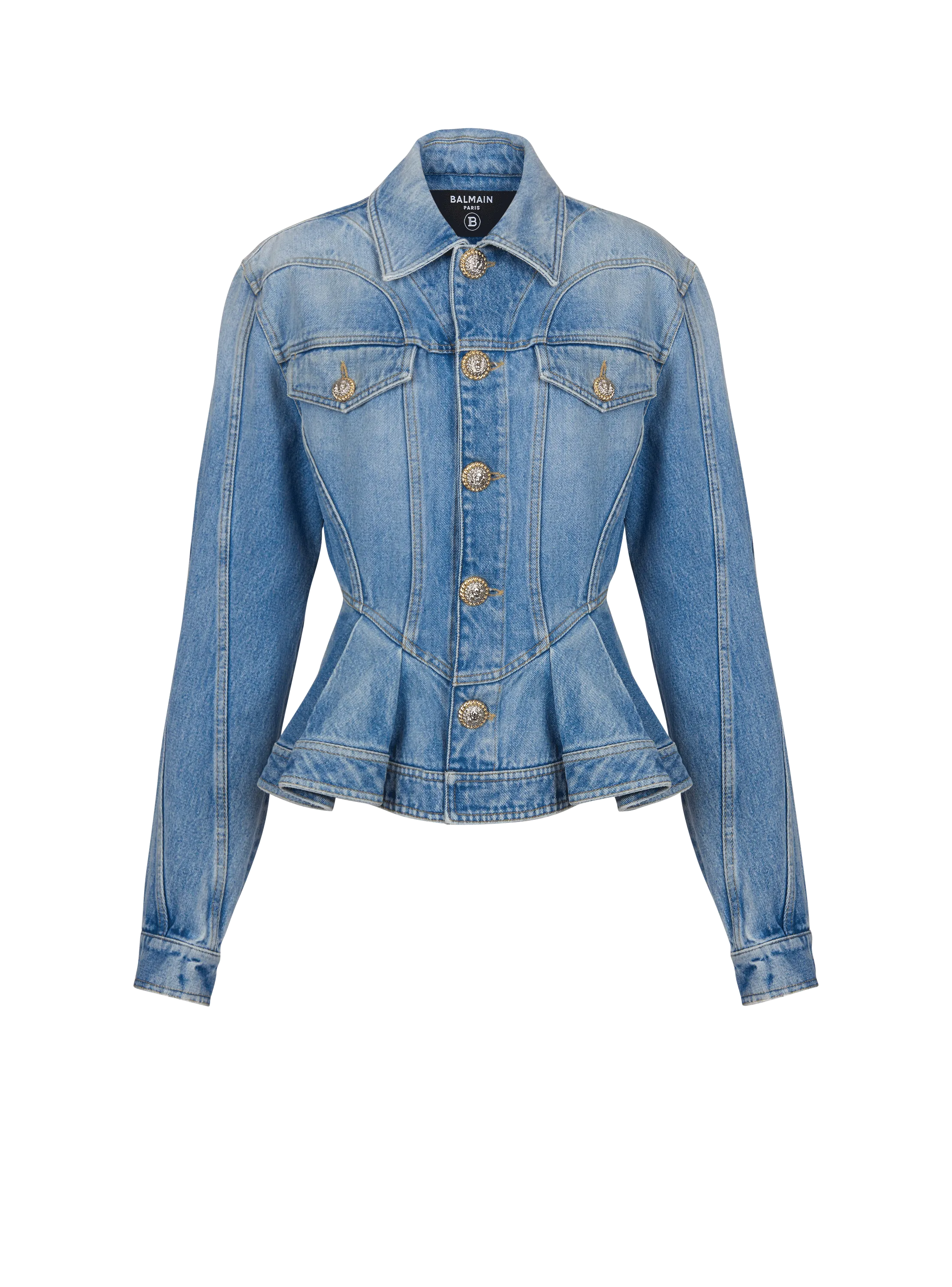 Pleated denim jacket