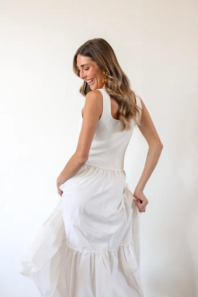 Positano Paradise Midi Dress in Off White