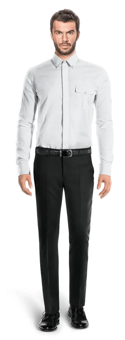 Premium wrinkle-free white cotton button down Shirt with hidden buttons