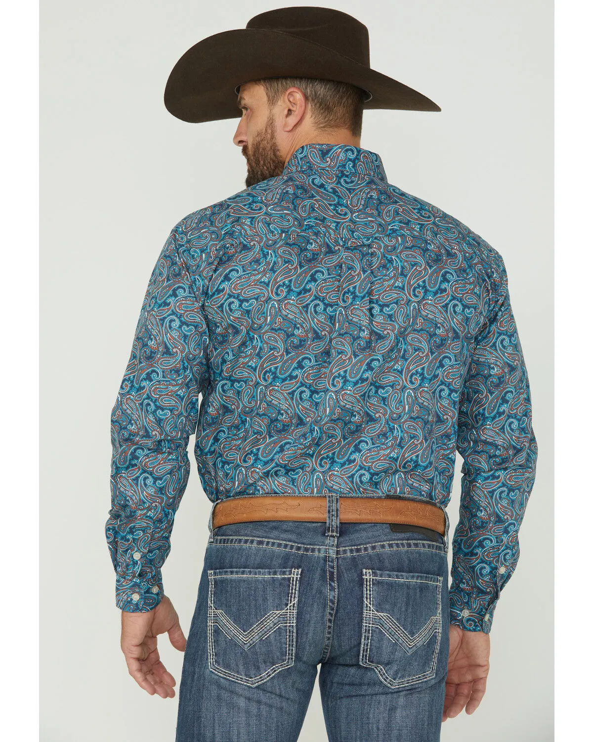 Product Name:  Roper Men's Autumn Sky Paisley Print Long Sleeve Button Down Shirt