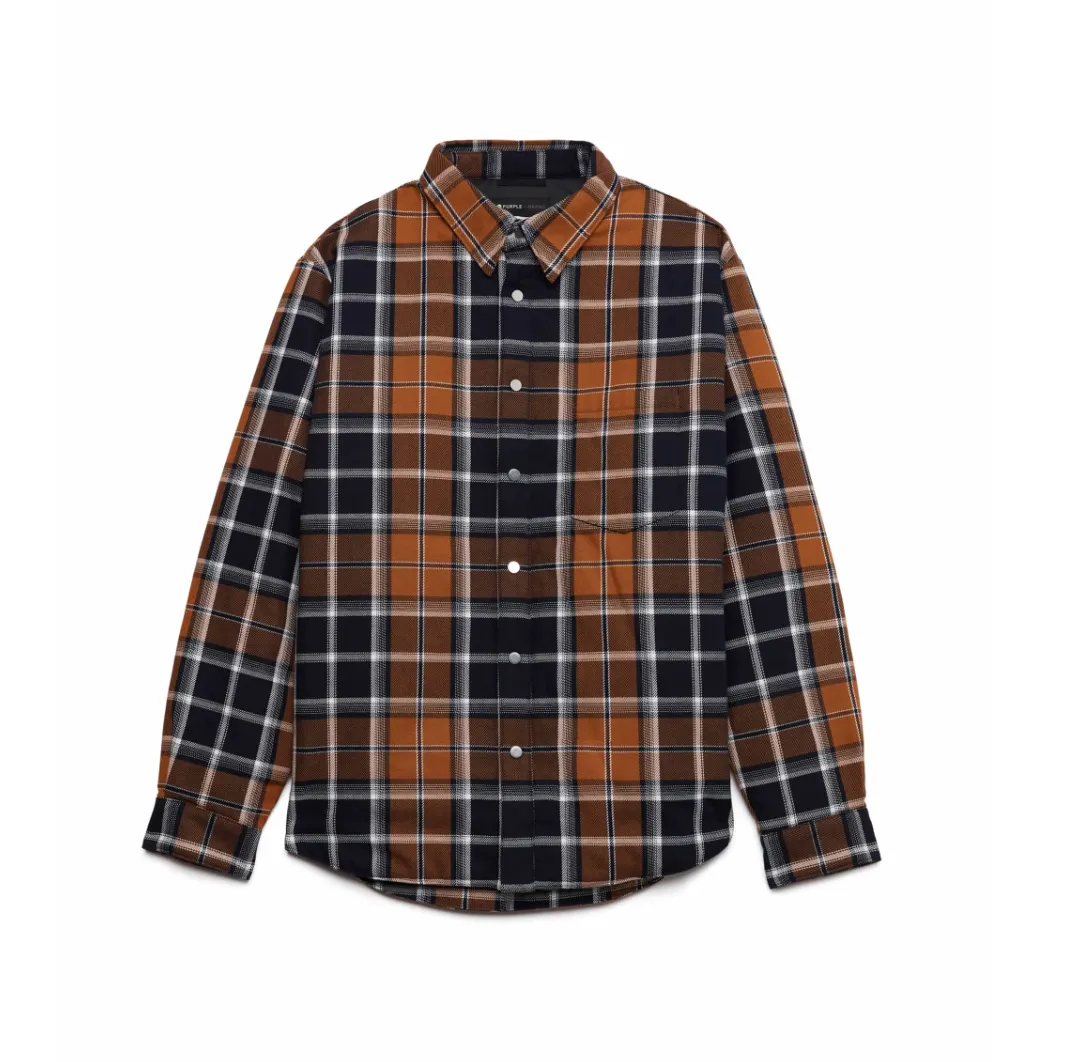 PURPLE BRAND - GOLD PLAID DOWN SHIRT