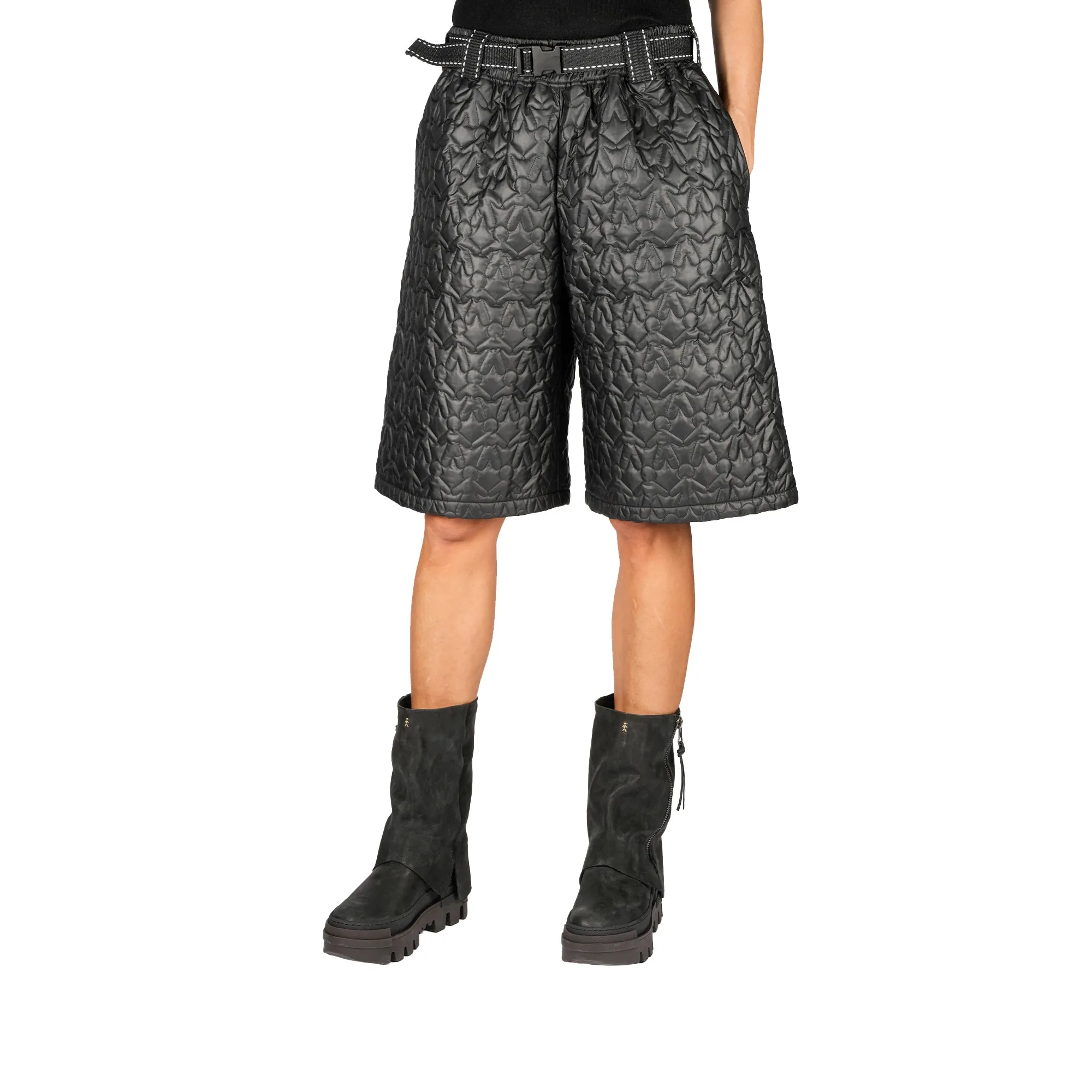 Quilt Nylon Short Over-pants Black