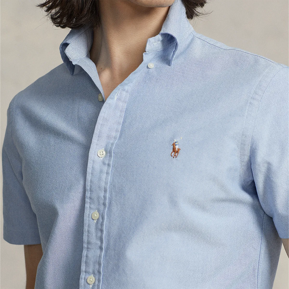 Ralph Lauren - Custom Fit SS Oxford Shirt in Light Blue