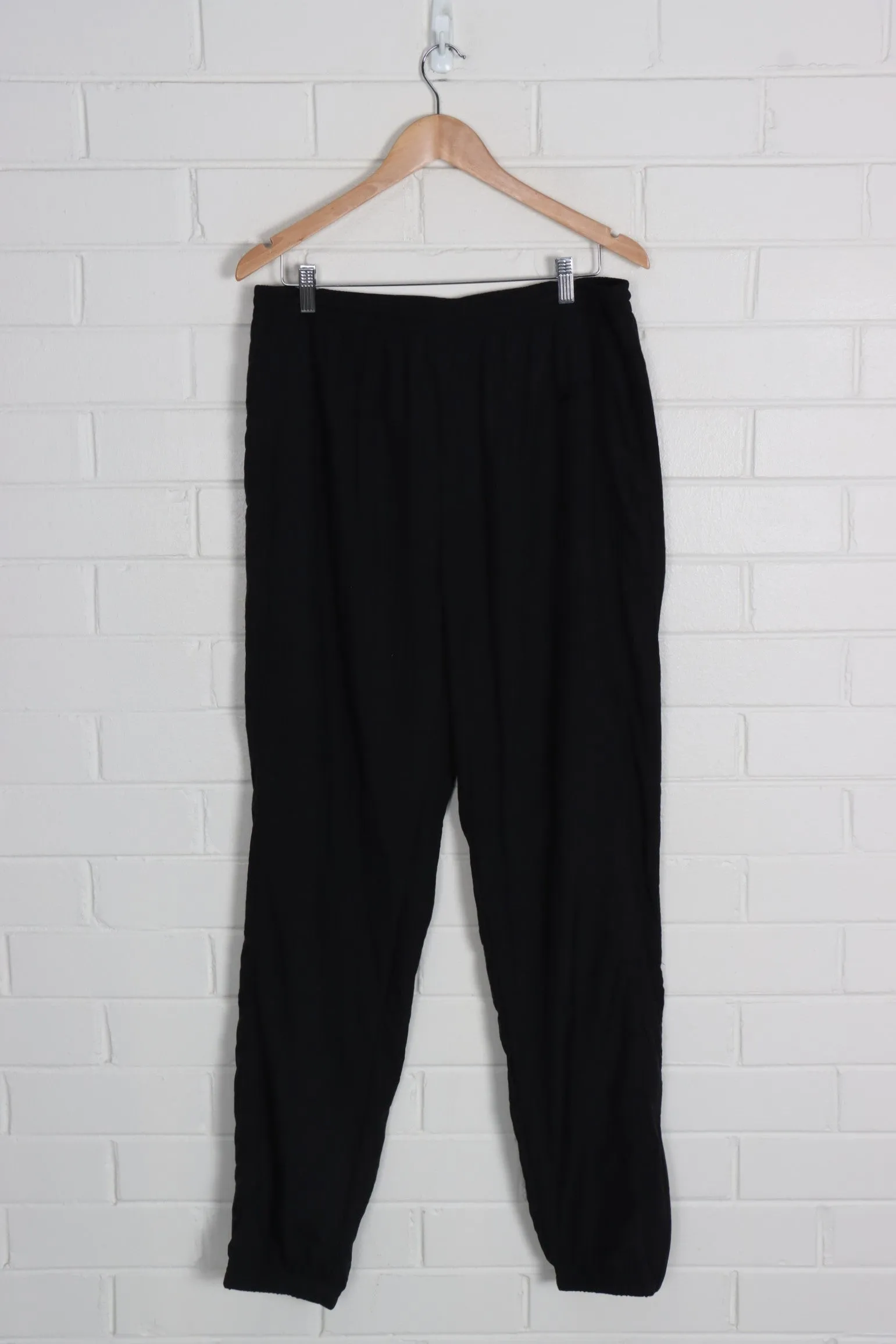 REEBOK Black Embroidered Thin Elastic Waist Track Pants (L)