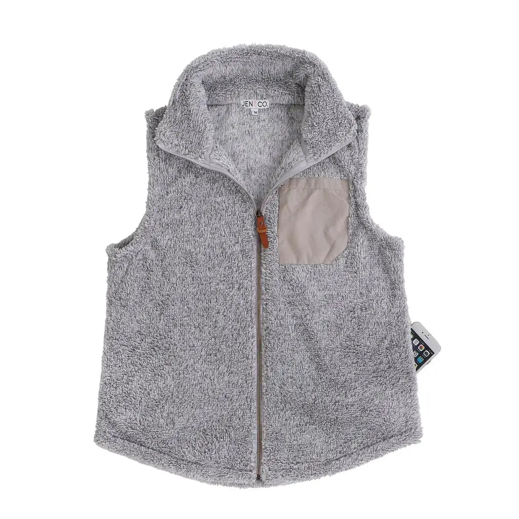 Rue Sherpa Vest w/Faux Pocket Patch