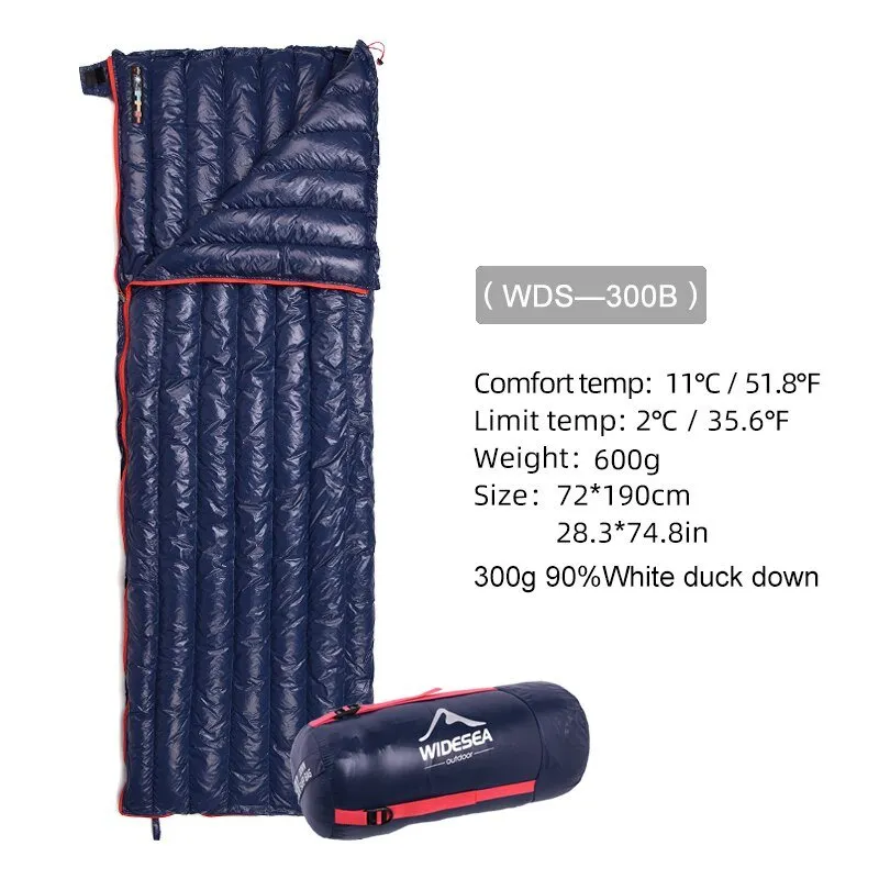 Sac de couchage ultraléger à 90% de duvet de canard confort +11°C / +6°C (à partir de 660g) Widesea – Down Sleeping Bag