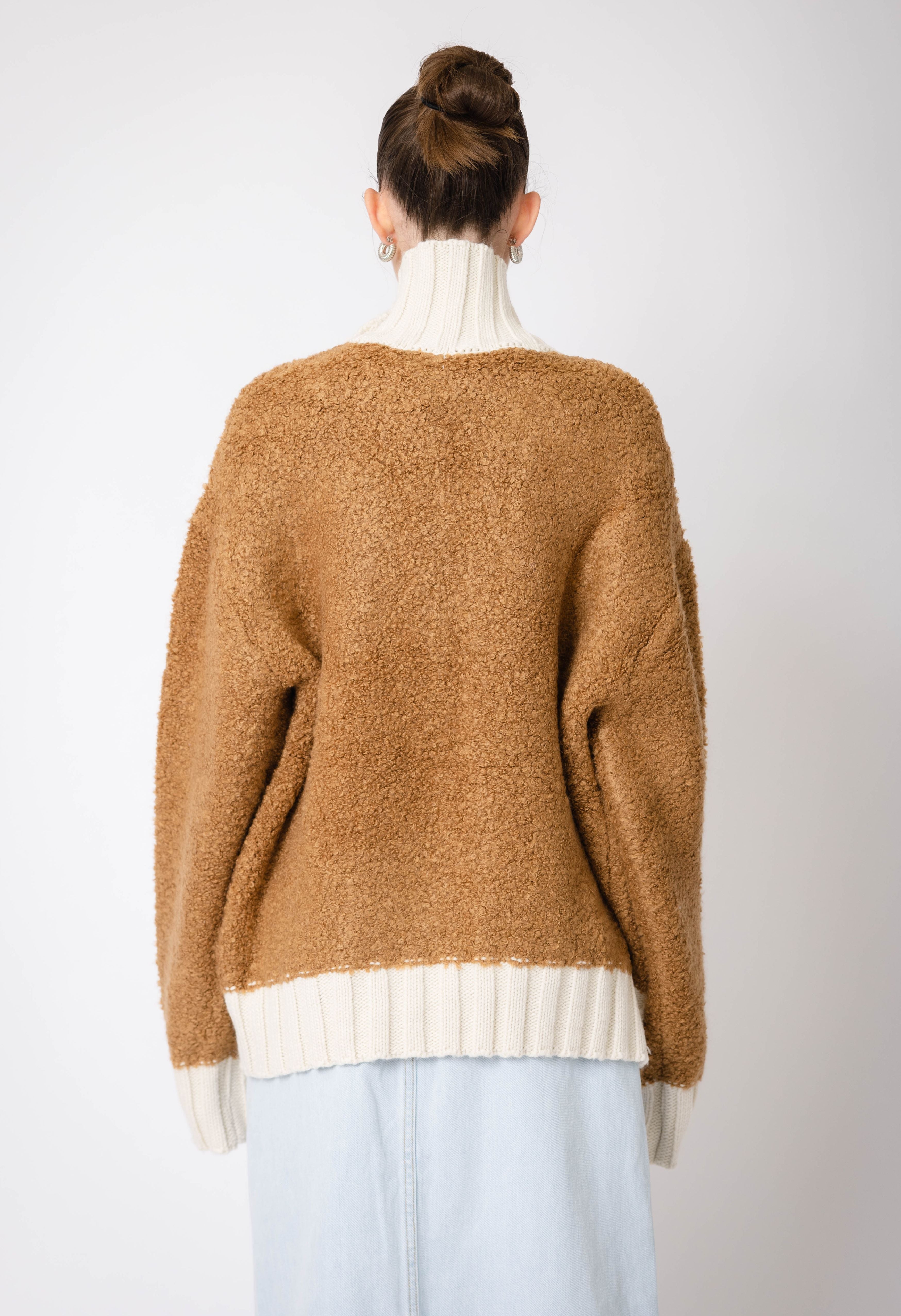 Shearling Sweater Jacket In Copper