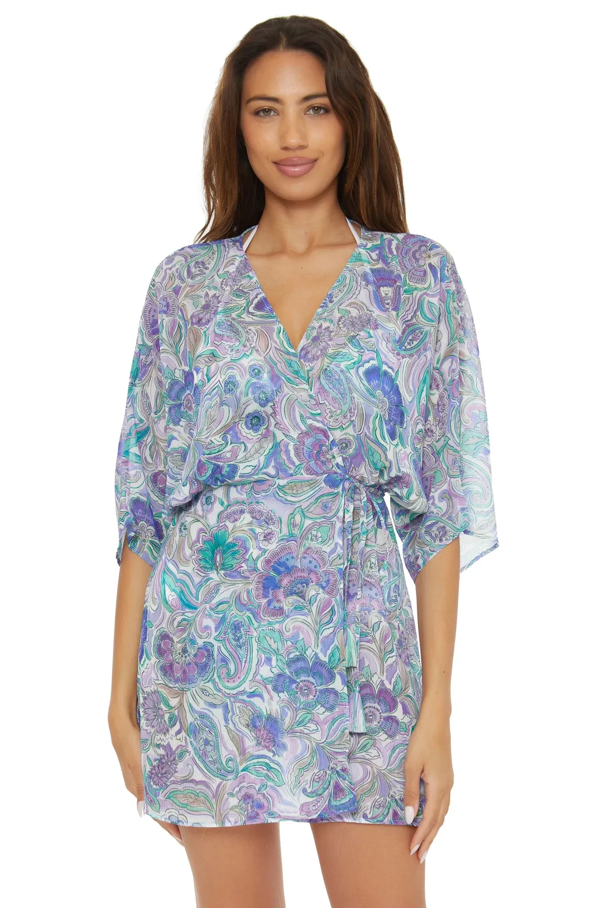 Sheer Wrap Tunic Dress